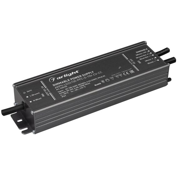 Arlight 036935 Блок питания ARPV-LG24150-PFC-0-10V-CV-CC (24V, 6,3A, 150W) (Arlight, IP67 Металл, 5 лет) 036935