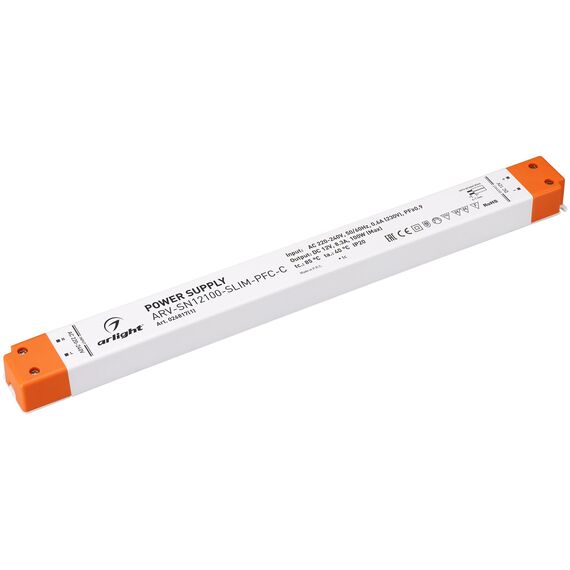 Arlight 026817(1) Блок питания ARV-SN12100-SLIM-PFC-C (12V, 8,3A, 100W) (Arlight, IP20 Пластик, 3 года) 026817(1)