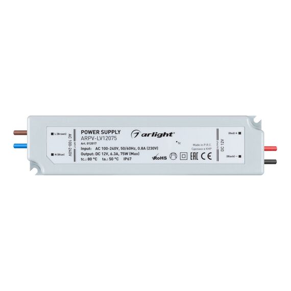 Arlight 012017 Блок питания ARPV-LV12075 (12V, 6,3A, 75W) (Arlight, IP67 Пластик, 2 года) 012017, изображение 4