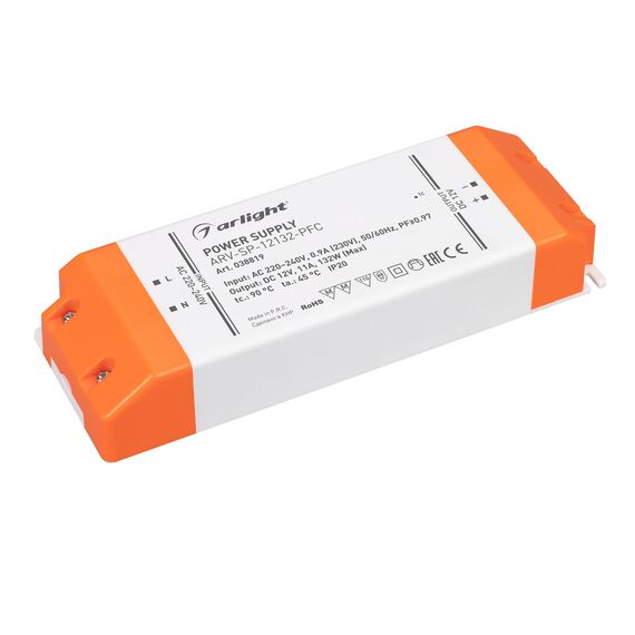 Arlight 038819 Блок питания ARV-SP-12132-PFC (12V, 11A, 130W) (Arlight, IP20 Пластик, 5 лет) 038819