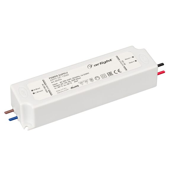 Arlight 041914 Блок питания ARPV-SP-12060 (12V, 5A, 60W) (Arlight, IP67 Пластик, 5 лет) 041914