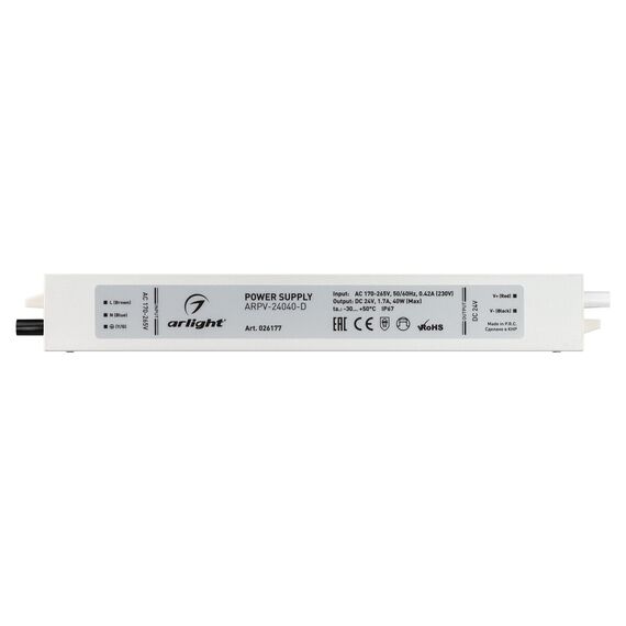 Arlight 026177 Блок питания ARPV-24040-D (24V, 1,7A, 40W) (Arlight, IP67 Металл, 3 года) 026177, изображение 6