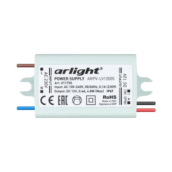 Arlight 011750 Блок питания ARPV-LV12005 (12V, 0,4A, 5W) (Arlight, IP67 Пластик, 2 года) 011750, изображение 3