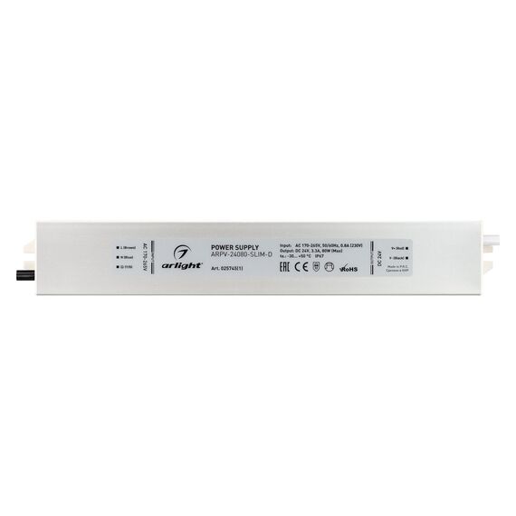 Arlight 025745(1) Блок питания ARPV-24080-SLIM-D (24V, 3,3A, 80W) (Arlight, IP67 Металл, 3 года) 025745(1), изображение 5