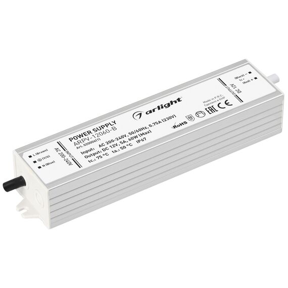 Arlight 020006(1) Блок питания ARPV-12060-B (12V, 5,0A, 60W) (Arlight, IP67 Металл, 3 года) 020006(1)