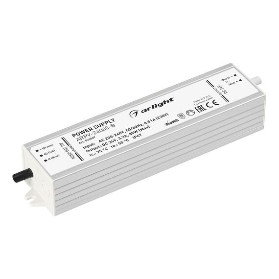 Arlight 020007 Блок питания ARPV-24080-B (24V, 3,3A, 80W) (Arlight, IP67 Металл, 3 года) 020007, изображение 2