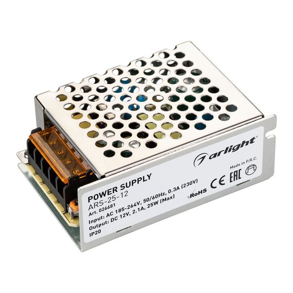 Arlight 026681 Блок питания ARS-25-12 (12V, 2,1A, 25W) (Arlight, IP20 Сетка, 2 года) 026681, изображение 2