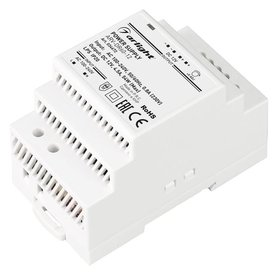 Arlight 034672 Блок питания ARV-DR60-12 (12V, 4,5A, 54W) (Arlight, IP20 DIN-рейка) 034672