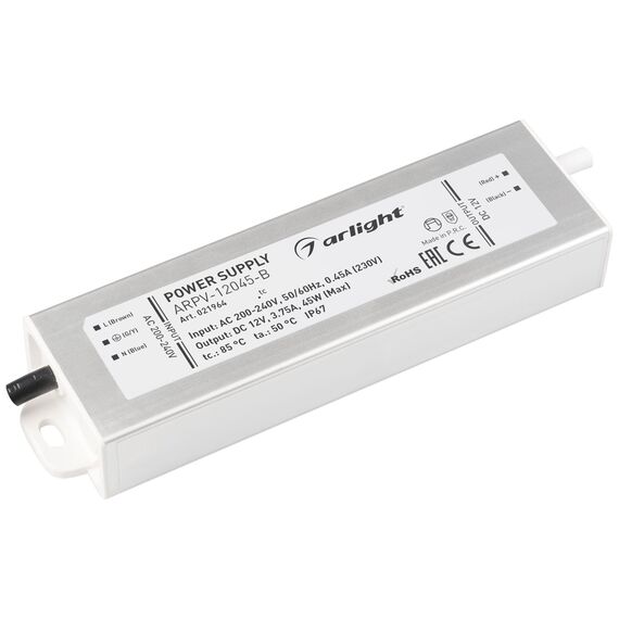 Arlight 021964 Блок питания ARPV-12045-B (12V, 3,8A, 45W) (Arlight, IP67 Металл, 3 года) 021964, изображение 2