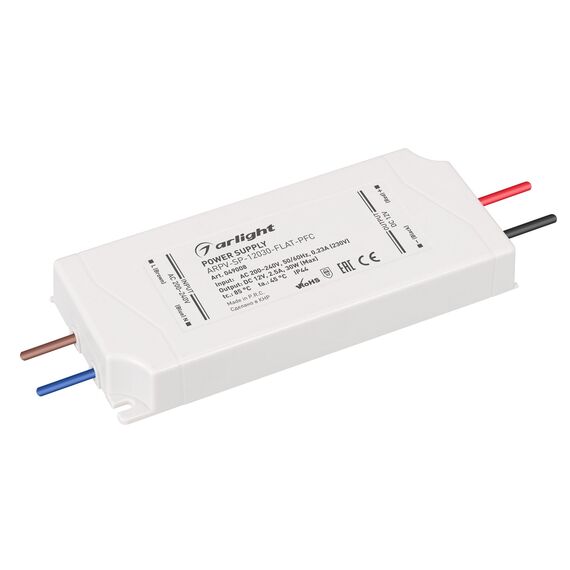 Arlight 049008 Блок питания ARPV-SP-12030-FLAT-PFC (12V, 2,5A, 30W) (Arlight, IP44 Пластик, 5 лет) 049008