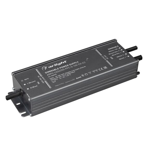 Arlight 036936 Блок питания ARPV-LG24250-PFC-0-10V-CV-CC (24V, 10,4A, 250W) (Arlight, IP67 Металл, 5 лет) 036936