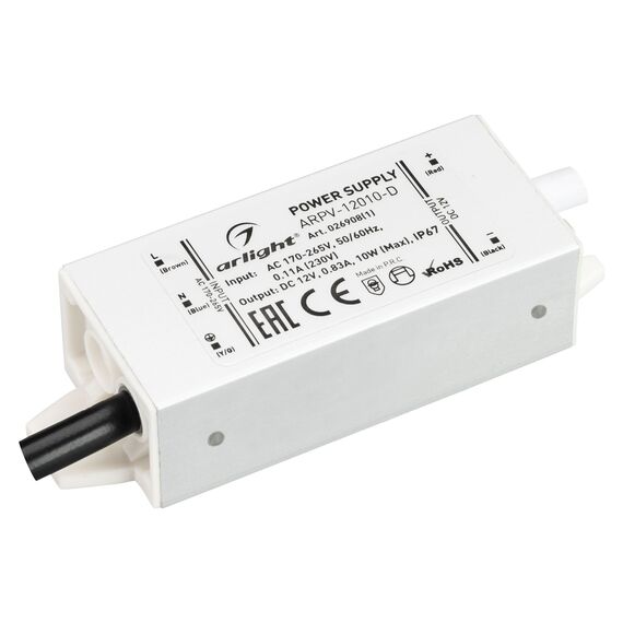 Arlight 026908(1) Блок питания ARPV-12010-D (12V, 0,83A, 10W) (Arlight, IP67 Металл, 3 года) 026908(1), изображение 2