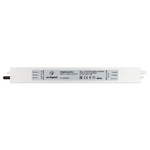 Arlight 022458(1) Блок питания ARPV-12060-SLIM-D (12V, 5A, 60W) (Arlight, IP67 Металл, 3 года) 022458(1), изображение 4