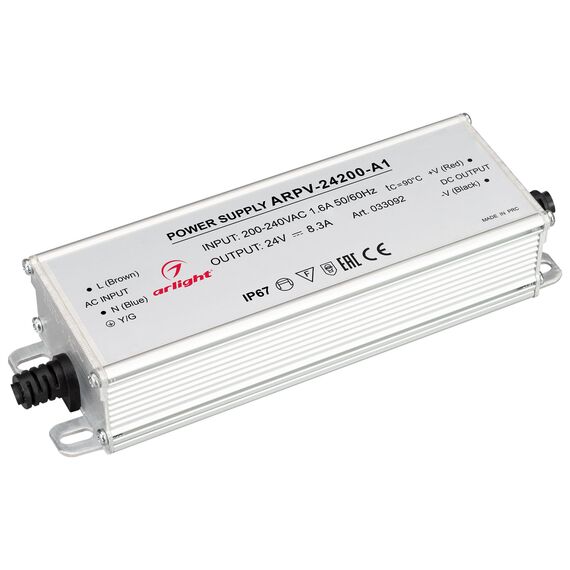Arlight 033092 Блок питания ARPV-24200-A1 (24V, 8,3A, 200W) (Arlight, IP67 Металл, 3 года) 033092