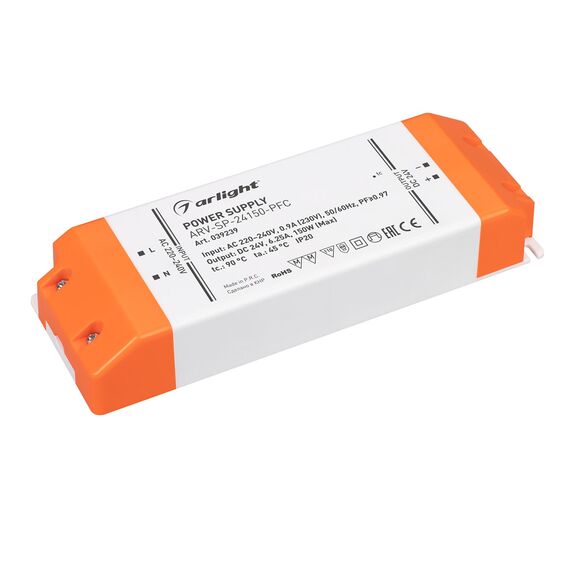 Arlight 039239 Блок питания ARV-SP-24150-PFC (24V, 6,25A, 150W) (Arlight, IP20 Пластик, 5 лет) 039239