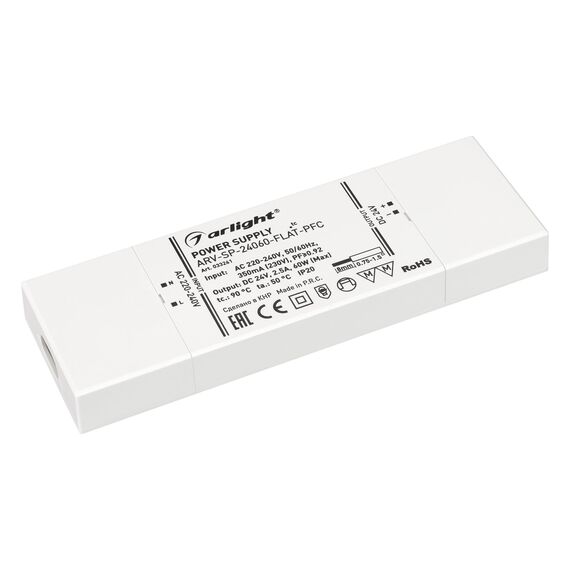 Arlight 033261 Блок питания ARV-SP-24060-FLAT-PFC (24V, 2,5A, 60W) (Arlight, IP20 Пластик, 5 лет) 033261