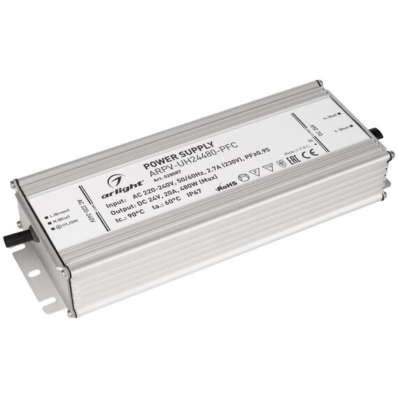 Arlight 028087 Блок питания ARPV-UH24480-PFC (24V, 20A, 480W) (Arlight, IP67 Металл, 7 лет) 028087, изображение 2