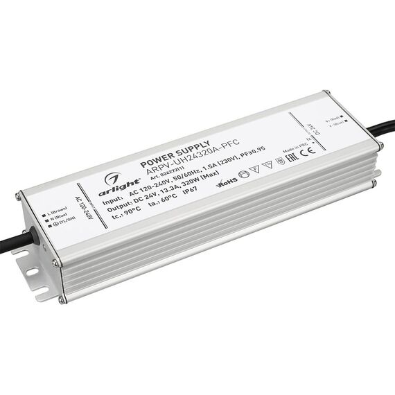 Arlight 024272(1) Блок питания ARPV-UH24320A-PFC (24V, 13,3A, 320W) (Arlight, IP67 Металл, 7 лет) 024272(1), изображение 2
