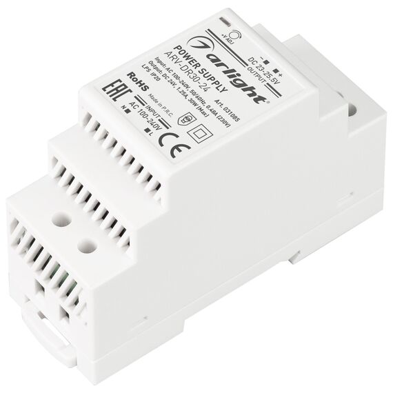 Arlight 031085 Блок питания ARV-DR30-24 (24V, 1,25A, 30W) (Arlight, IP20 DIN-рейка) 031085, изображение 2