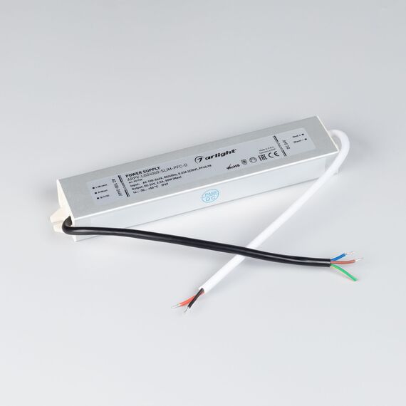 Arlight 031720 Блок питания ARPV-LG24060-SLIM-PFC-D (24V, 2,5A, 60W) (Arlight, IP67 Металл, 5 лет) 031720, изображение 3