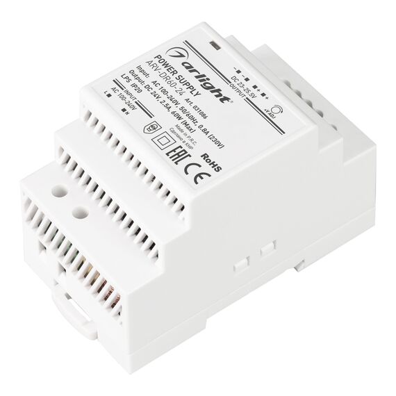 Arlight 031086 Блок питания ARV-DR60-24 (24V, 2,5A, 60W) (Arlight, IP20 DIN-рейка) 031086