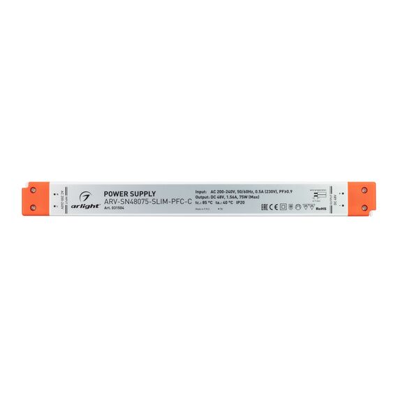 Arlight 031504 Блок питания ARV-SN48075-SLIM-PFC-C (48V, 1,56A, 75W) (Arlight, IP20 Пластик, 3 года) 031504, изображение 4