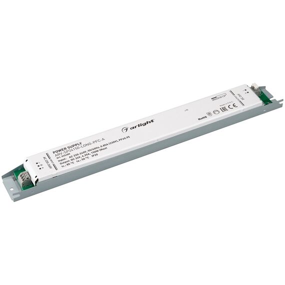 Arlight 025480 Блок питания ARV-SP24150-LONG-PFC-A (24V, 6,25A, 150W) (Arlight, IP20 Металл, 5 лет) 025480, изображение 2