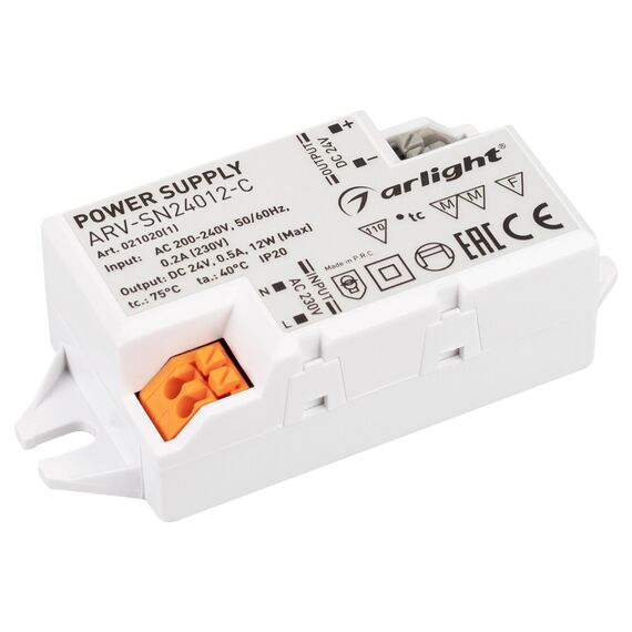Arlight 021020(1) Блок питания ARV-SN24012-C (24V, 0,5A, 12W) (Arlight, IP20 Пластик, 3 года) 021020(1), изображение 2