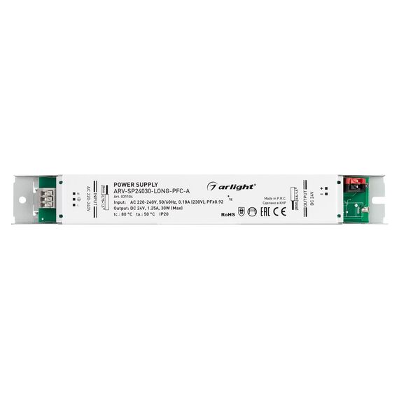 Arlight 031104 Блок питания ARV-SP24030-LONG-PFC-A (24V, 1,25A, 30W) (Arlight, IP20 Металл, 5 лет) 031104, изображение 4