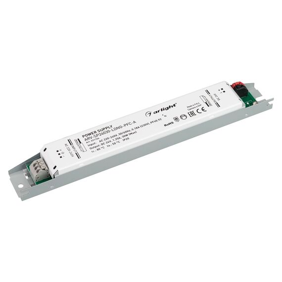 Arlight 031104 Блок питания ARV-SP24030-LONG-PFC-A (24V, 1,25A, 30W) (Arlight, IP20 Металл, 5 лет) 031104, изображение 2