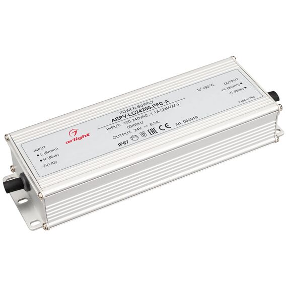 Arlight 030019 Блок питания ARPV-LG24200-PFC-A (24V, 8,3A, 200W) (Arlight, IP67 Металл, 5 лет) 030019