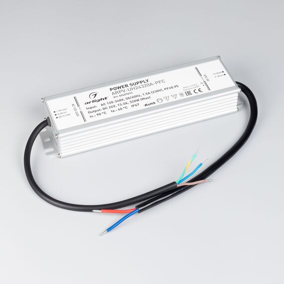 Arlight 024272(1) Блок питания ARPV-UH24320A-PFC (24V, 13,3A, 320W) (Arlight, IP67 Металл, 7 лет) 024272(1), изображение 4