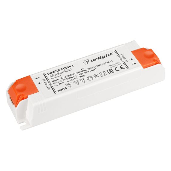 Arlight 024942 Блок питания ARJ-KE80300 (24W, 300mA, PFC) (Arlight, IP20 Пластик, 5 лет) 024942, изображение 2