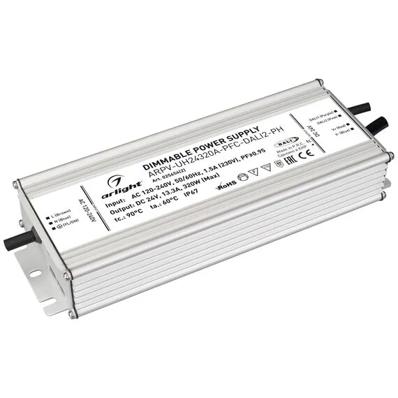 Arlight 025654(2) Блок питания ARPV-UH24320A-PFC-DALI2-PH (24V, 13,3A, 320W) (Arlight, IP67 Металл, 7 лет) 025654(2), изображение 2