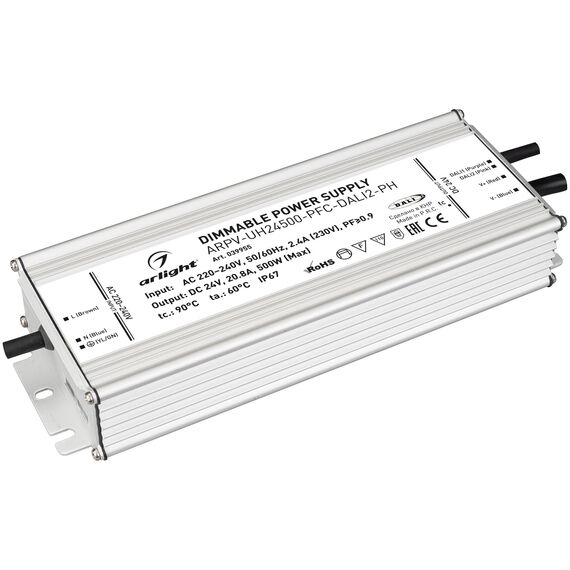 Arlight 039955 Блок питания ARPV-UH24500-PFC-DALI2-PH (24V, 20,8A, 500W) (Arlight, IP67 Металл, 7 лет) 039955