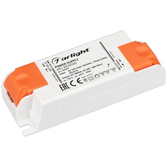 Arlight 027591 Блок питания ARJ-KE60300 (18W, 300mA, PFC) (Arlight, IP20 Пластик, 5 лет) 027591