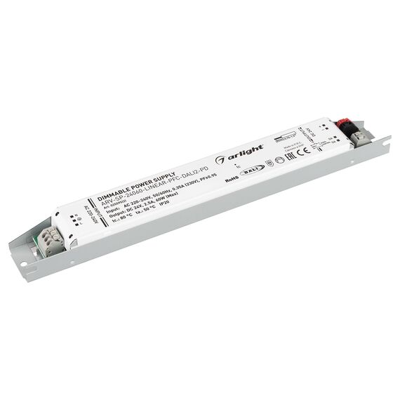 Arlight 025595(2) Блок питания ARV-SP-24060-LINEAR-PFC-DALI2-PD (24V, 2,5A, 60W) (Arlight, IP20 Металл, 5 лет) 025595(2), изображение 2