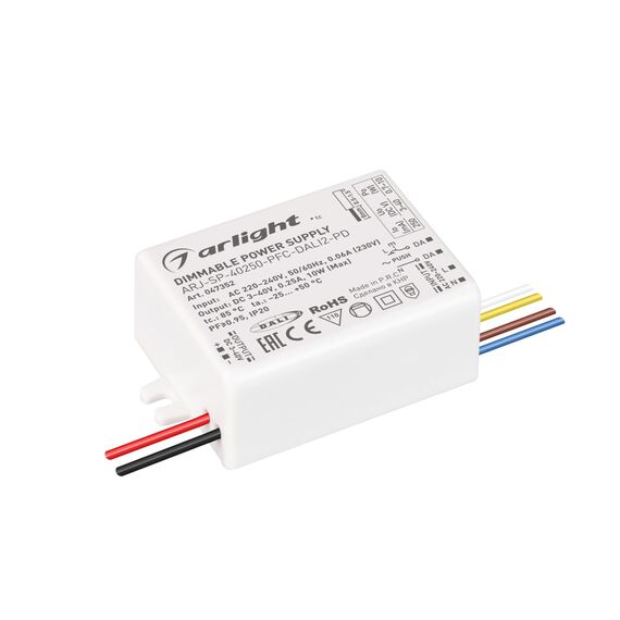 Arlight 047352 Блок питания ARJ-SP-40250-PFC-DALI2-PD (10W, 3-40V, 250mA) (Arlight, IP20 Пластик, 5 лет) 047352, изображение 2