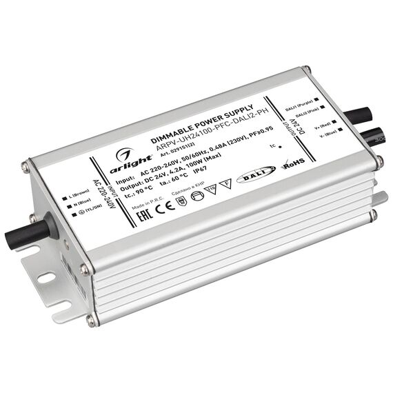 Arlight 029151(2) Блок питания ARPV-UH24100-PFC-DALI2-PH (24V, 4,2A, 100W) (Arlight, IP67 Металл, 7 лет) 029151(2)