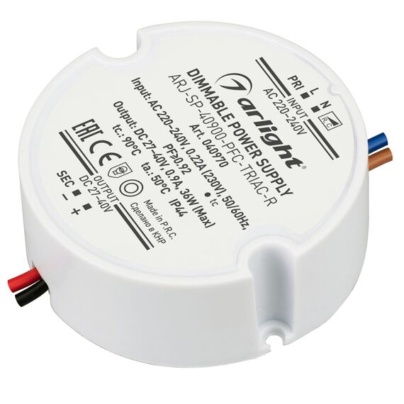 Arlight 040970 Блок питания ARJ-SP-40900-PFC-TRIAC-R (36W, 27-40V, 900mA) (Arlight, IP44 Пластик, 5 лет) 040970, изображение 2