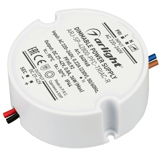 Arlight 040968 Блок питания ARJ-SP-42800-PFC-TRIAC-R (36W, 27-42V, 800mA) (Arlight, IP44 Пластик, 5 лет) 040968