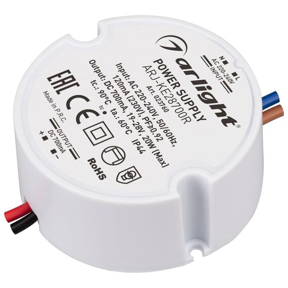 Arlight 023760 Блок питания ARJ-KE28700R (20W, 700mA, PFC) (Arlight, IP44 Пластик, 5 лет) 023760, изображение 2