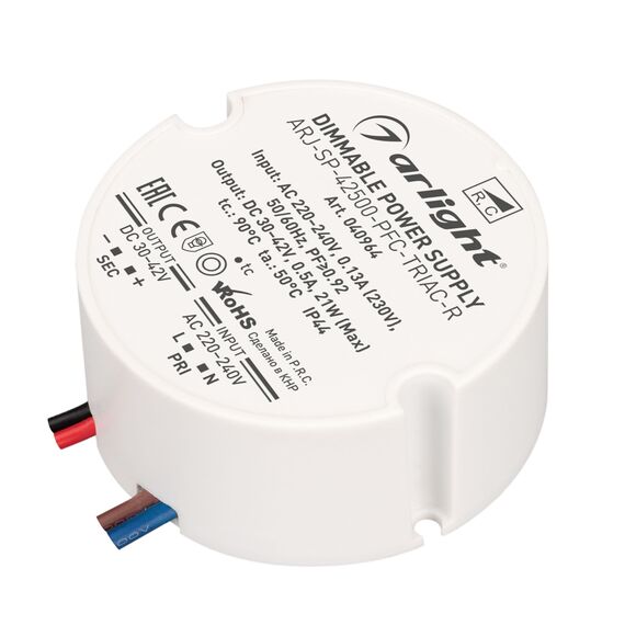 Arlight 040964 Блок питания ARJ-SP-42500-PFC-TRIAC-R (21W, 30-42V, 500mA) (Arlight, IP44 Пластик, 5 лет) 040964