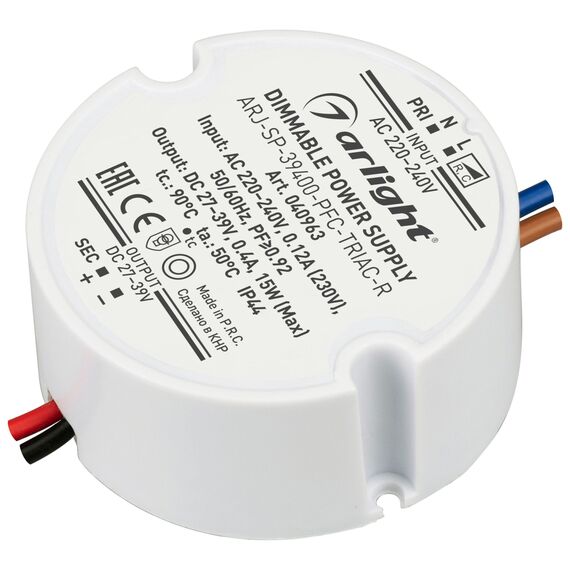 Arlight 040963 Блок питания ARJ-SP-39400-PFC-TRIAC-R (15W, 27-39V, 400mA) (Arlight, IP44 Пластик, 5 лет) 040963