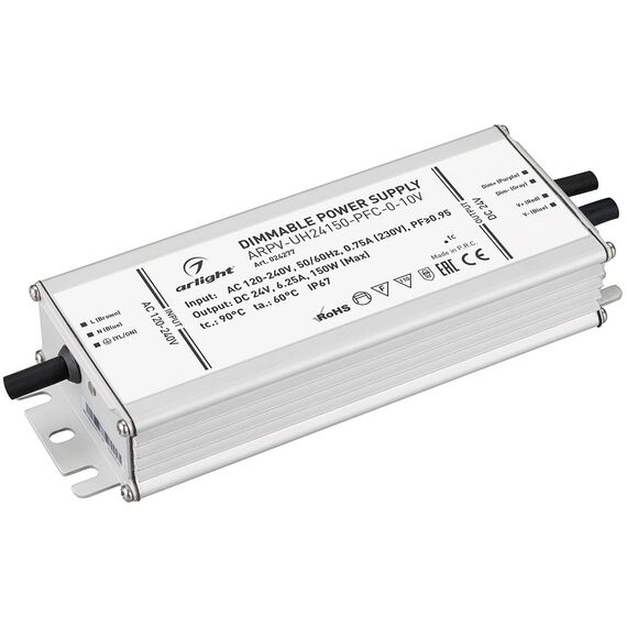 Arlight 024277 Блок питания ARPV-UH24150-PFC-0-10V (24V, 6,3A, 150W) (Arlight, IP67 Металл, 7 лет) 024277, изображение 2