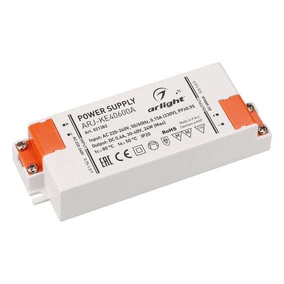 Arlight 021382 Блок питания ARJ-KE40600A (24W, 600mA, PFC) (Arlight, IP20 Пластик, 5 лет) 021382, изображение 2