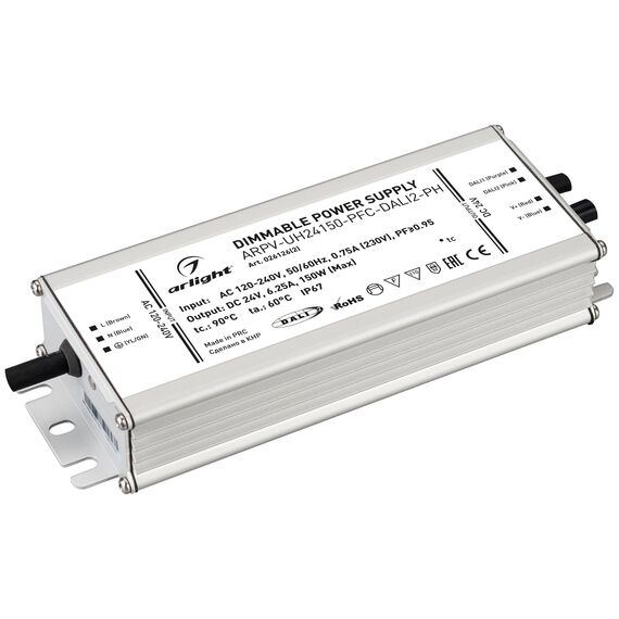 Arlight 026126(2) Блок питания ARPV-UH24150-PFC-DALI2-PH (24V, 6,3A, 150W) (Arlight, IP67 Металл, 7 лет) 026126(2), изображение 2