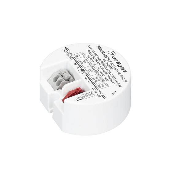 Arlight 048770 Блок Питания ARJ-SP-16-PFC-R (16W, 15-42V, 0,35-0,4A) (Arlight, IP20 Пластик, 5 лет) 048770