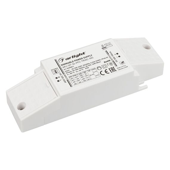 Arlight 026058(1) Блок питания ARJ-SP-36-PFC-TRIAC-INS (36W, 30-52V, 0,5-0,7A) (Arlight, IP20 Пластик, 5 лет) 026058(1)