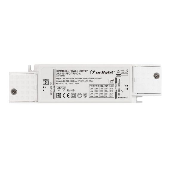 Arlight 028185 Блок питания ARJ-40-PFC-TRIAC-A (40W, 700-1050mA) (Arlight, IP20 Пластик, 5 лет) 028185, изображение 4
